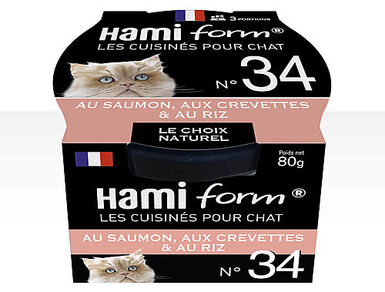 Hamiform - Les Cuisinés N°34 Saumon Crevettes Riz pour Chat - 80g