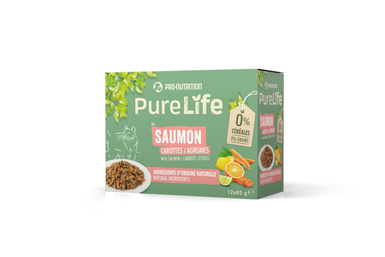Pro-Nutrition - Pochons PureLife Effilés au Saumon en Sauce pour Chats - 12x85g