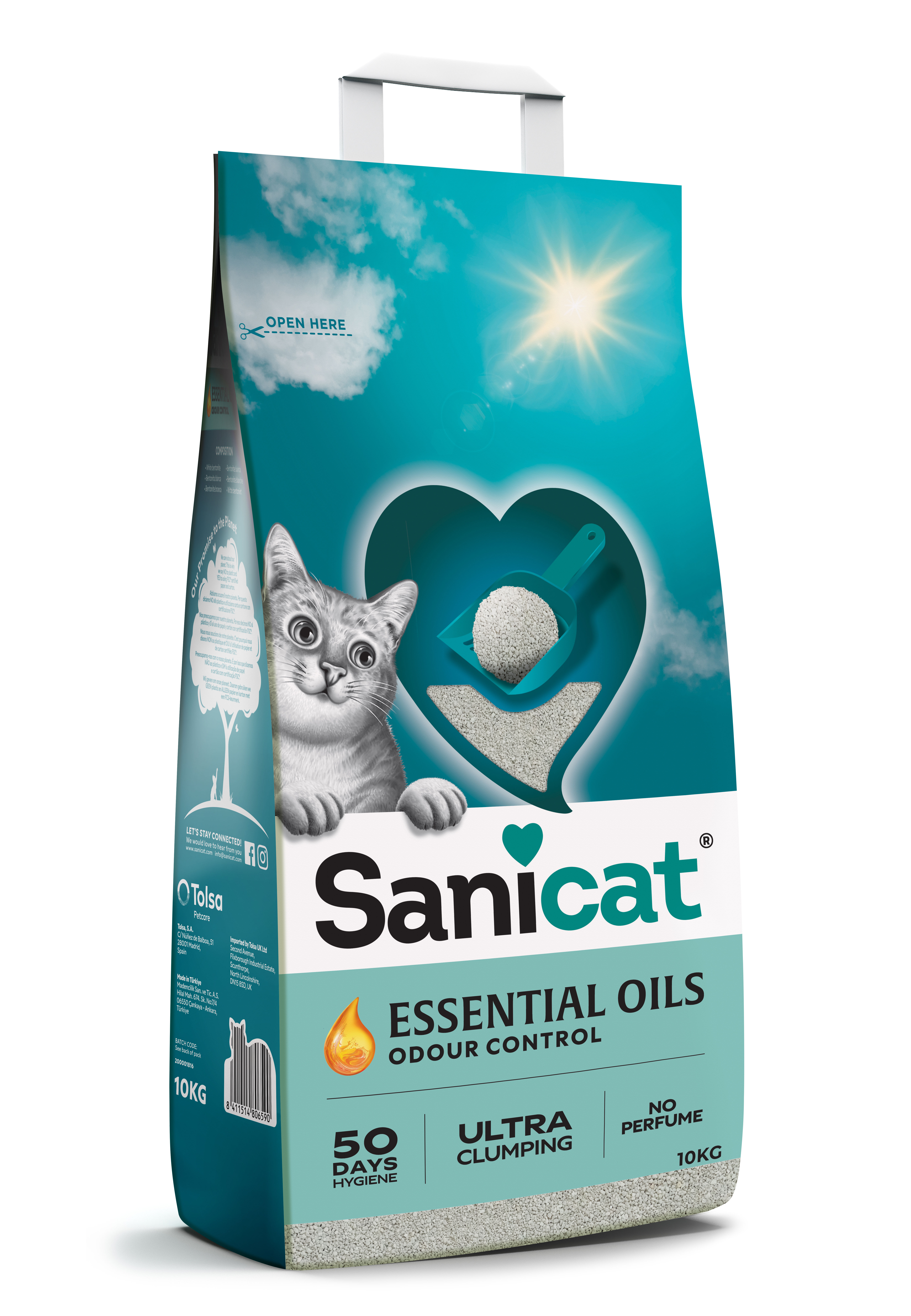 Sanicat - Liti&egrave;re Agglom&eacute;rante Essential Oils White sans Parfum pour Chats - 10Kg Image num&eacute;ro 1