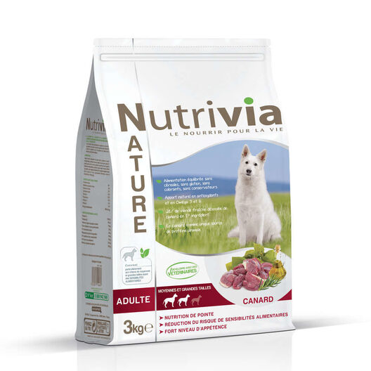 Nutrivia Nature - Croquettes Canard pour Chien de Moyenne et Grande Taille - 3Kg image number null
