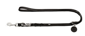 Hunter - Laisse Solid Education en Cuir de Bœuf Noir