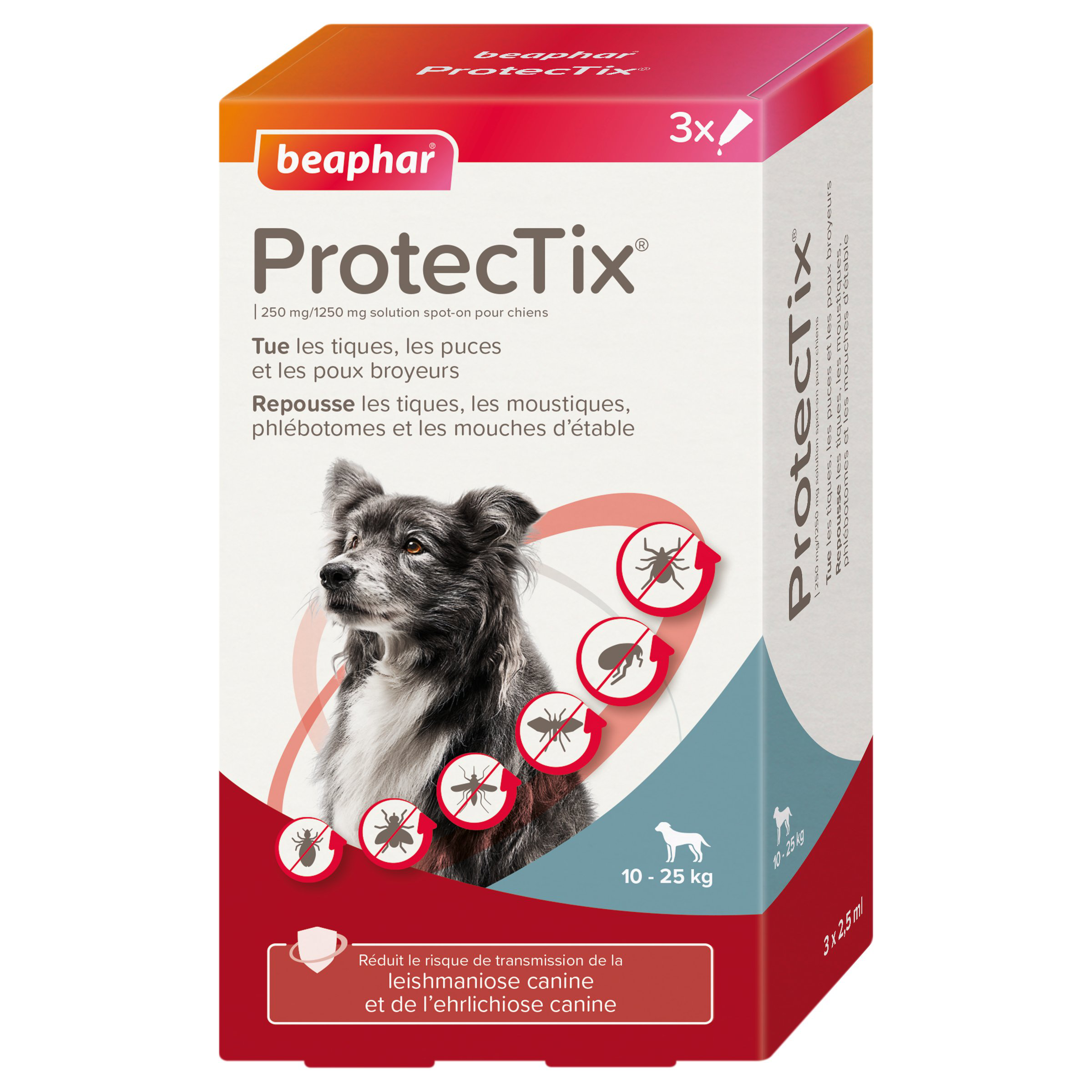 Beaphar - ProtecTix&reg; 250 mg/1250 mg Solution Spot-on pour Chiens entre 10 et 25kg  - 3x2,5ml Image num&eacute;ro 1