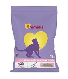Animalis - Litière Agglomérante Parfumée Poudre de Bébé pour Chat - 15L
