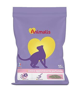 Animalis - Litière Agglomérante Parfumée Poudre de Bébé pour Chat - 15L