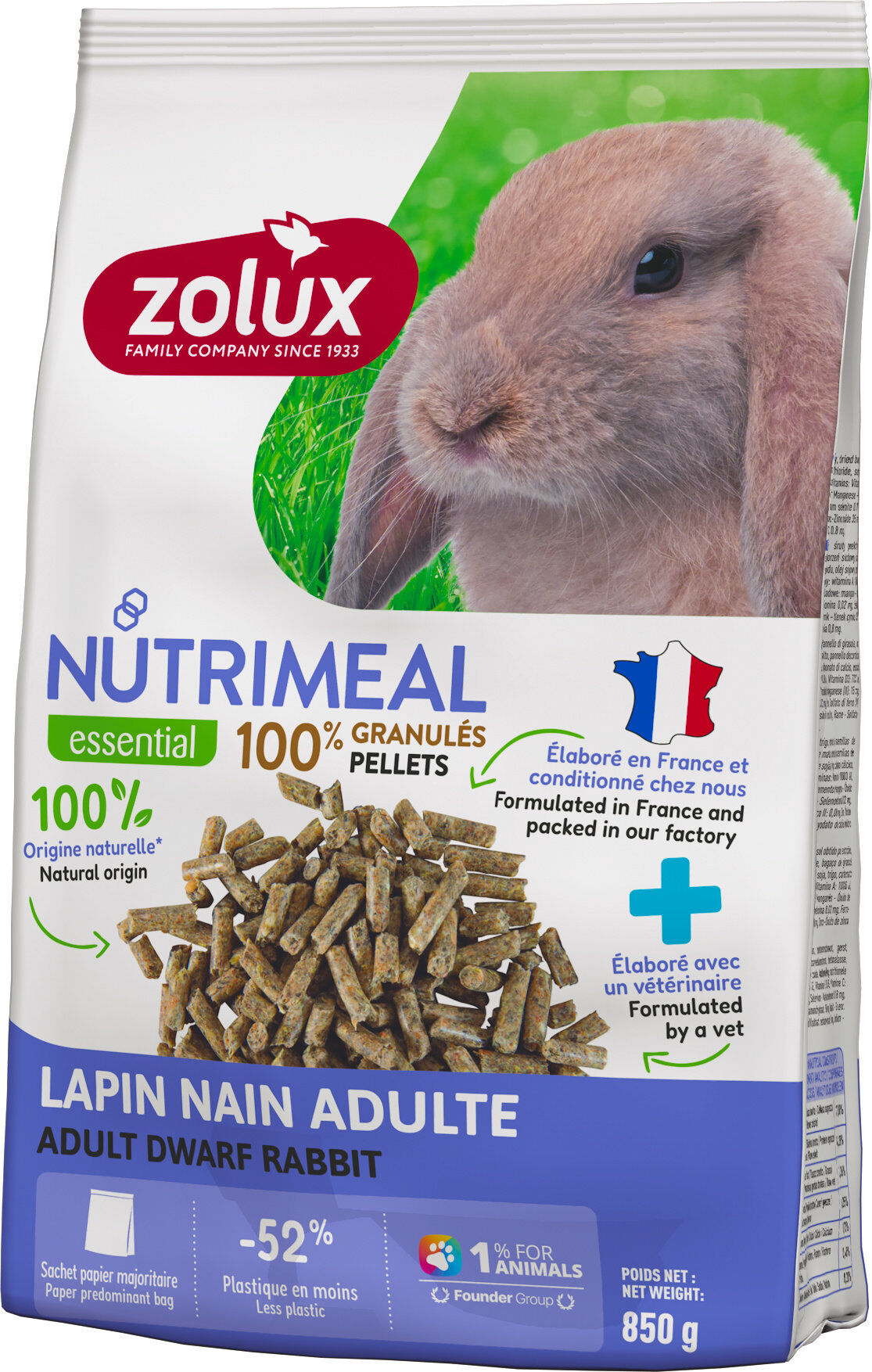 Zolux - Aliment en Granul&eacute;s Nutrimeal Pour Lapin Adulte - 850g Image num&eacute;ro 1