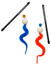 Anka - Canne à Pêche Balle Bois et Serpentin pour Chat - 34cm
