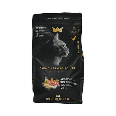 Comme Un Roi - Croquettes au Saumon et Poulet Frais pour Chat Stérilisé