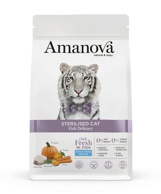 Amanova - Croquettes au Poisson pour Chats Stérilisés - 1,5Kg