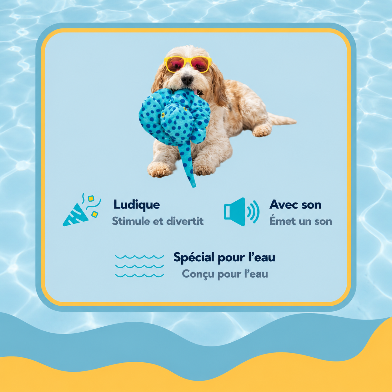 Summer Vibes - Peluche Raie Manta Flottante et Sonore pour Chiens - 36cm Image num&eacute;ro 8