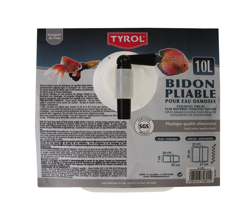 Tyrol - Bidon Pliable en Plastique pour Eau Osmosée - 10L Image numéro 1 Tyrol - Bidon Pliable en Plastique pour Eau Osmosée - 10L Image numéro 1