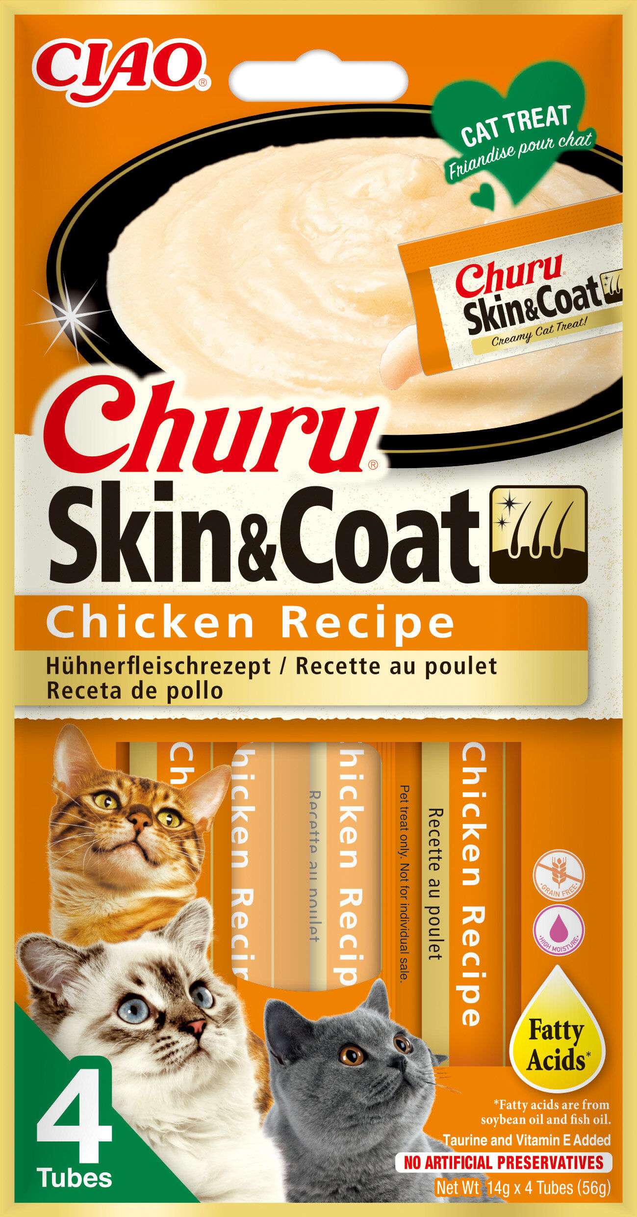 Inaba - Friandises Churu Skin&Coat Recette Poulet pour Chats - 4x14g Image num&eacute;ro 1
