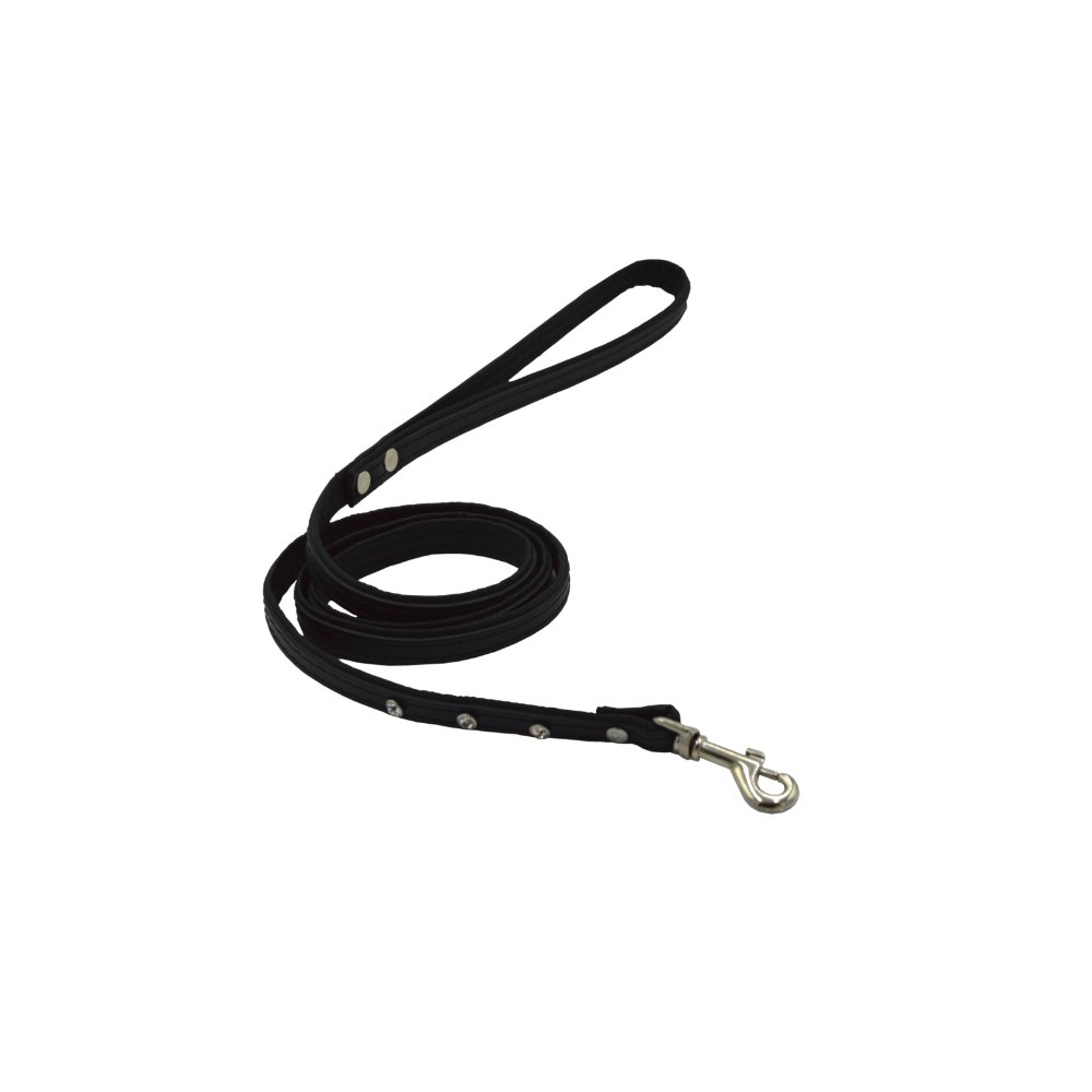 Comme Un Roi - Laisse Cuir et Strass So Chic Noir pour Chien et Chat - 120cm Image num&eacute;ro 1