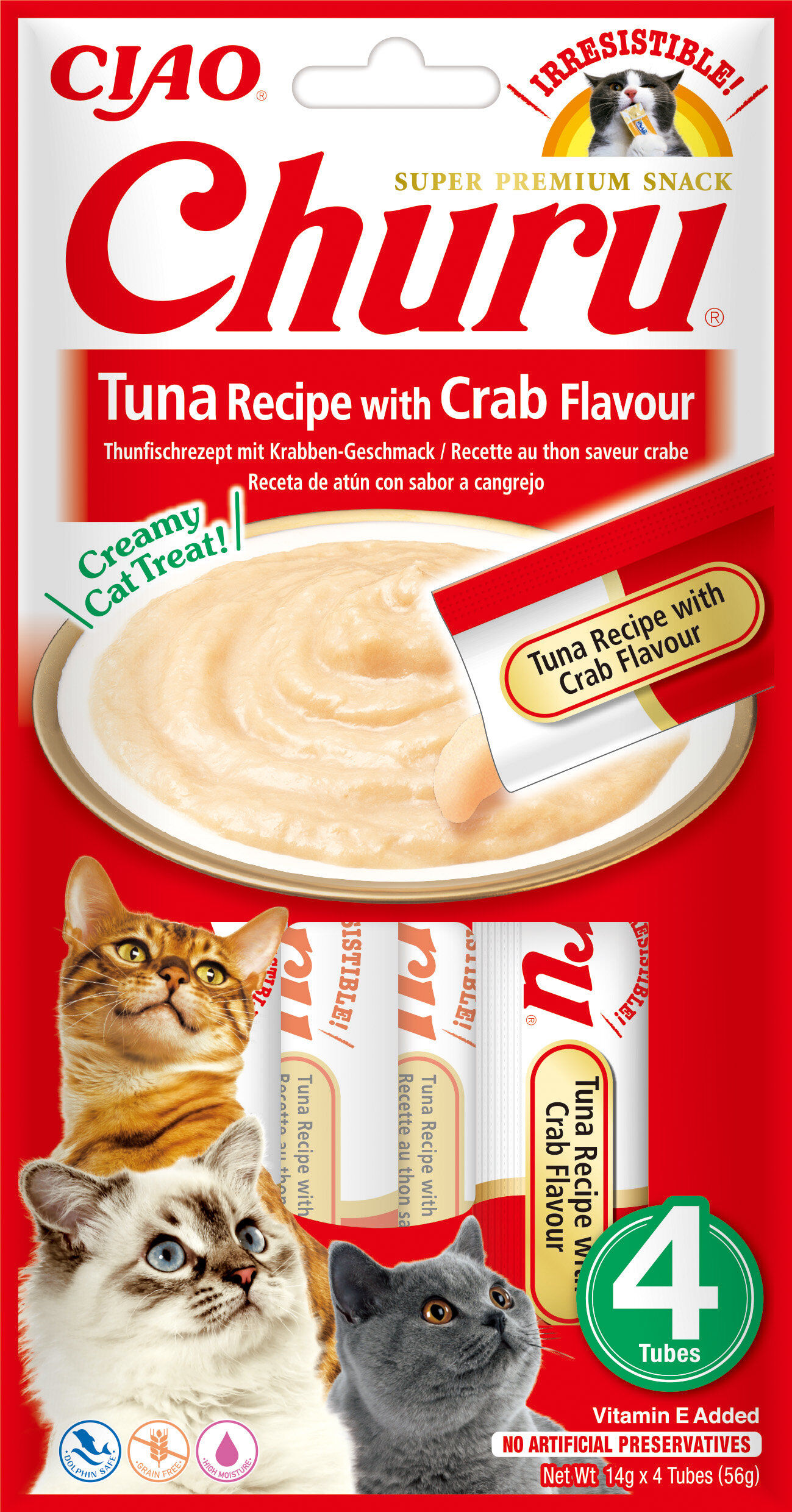 Inaba - Friandises Churu Recette Thon et Crabe pour Chats - 4x14g Image num&eacute;ro 1