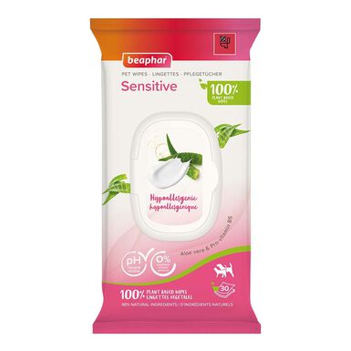 Beaphar - Lingettes végétales Sensitive pour Chiens et chats - x30