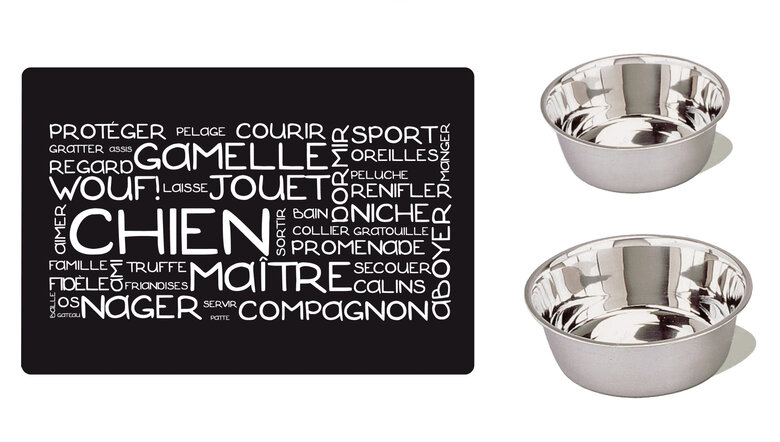 Anka - Set 2 Gamelles Inox + Tapis Aimanté pour Chiens - Ø20cm/16,5cm Image numéro 1 Anka - Set 2 Gamelles Inox + Tapis Aimanté pour Chiens - Ø20cm/16,5cm Image numéro 1