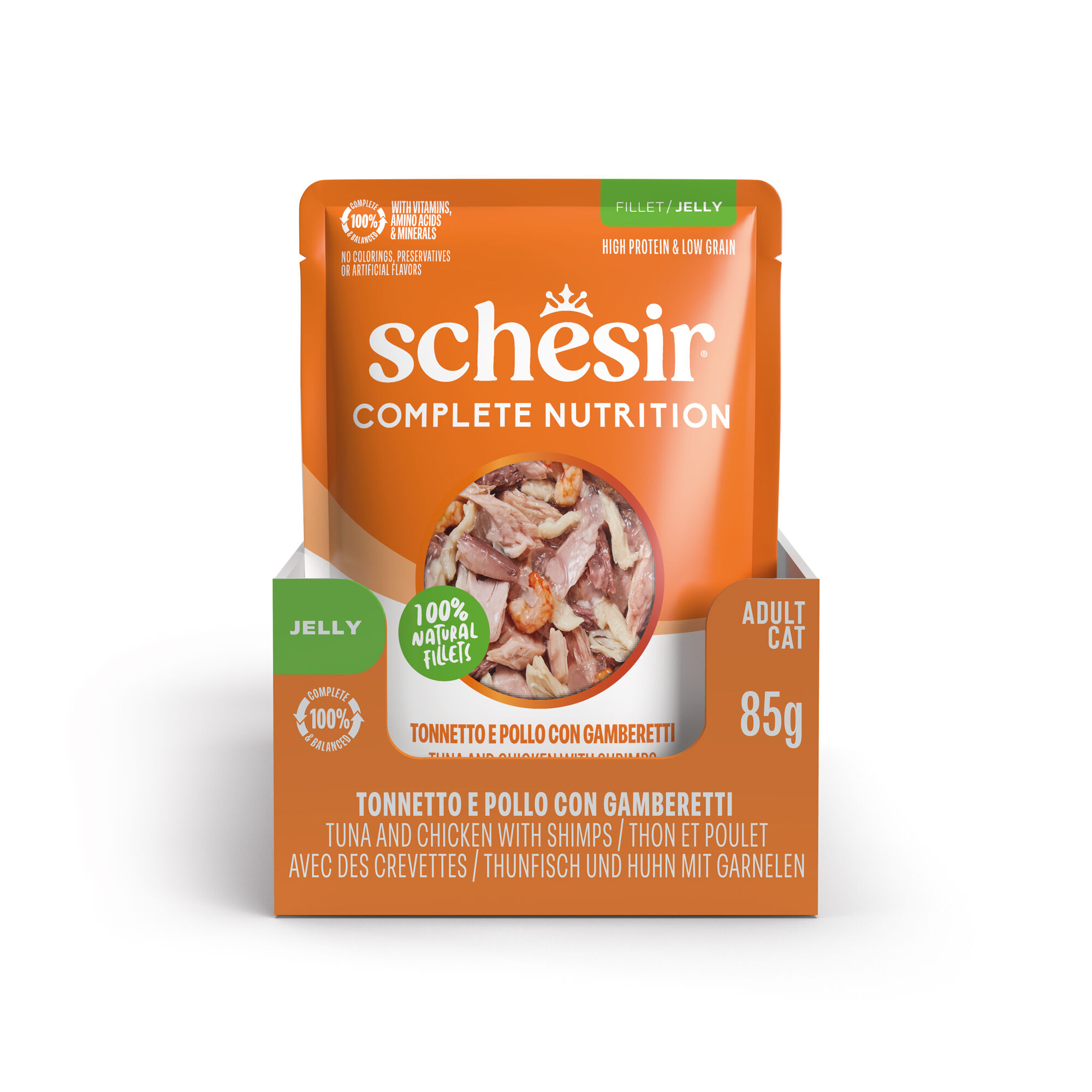 Schesir - Sachet en Gel&eacute;e Complete Nutrition Thon Poulet avec Crevettes pour Chats - 85g Image num&eacute;ro 4