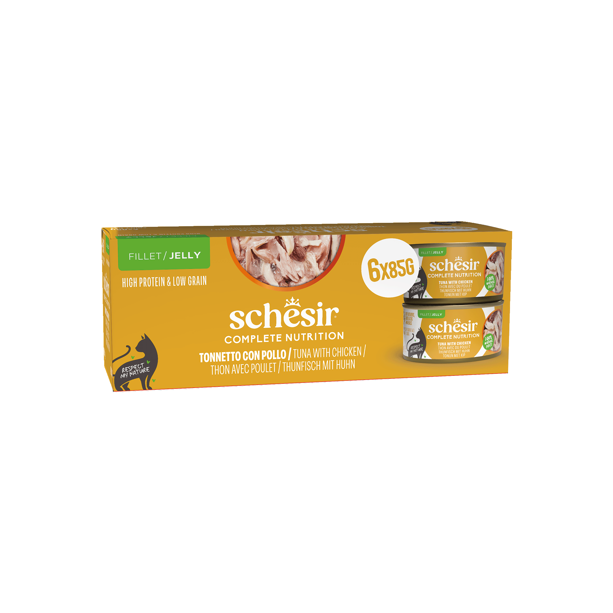 Schesir - P&acirc;t&eacute;e Complete Nutrition en Gel&eacute;e Thon avec Poulet pour Chats - 6x85g Image num&eacute;ro 1