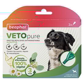 Beaphar - Pipettes Antiparasitaires VETOpure Eucalyptus pour Chiens Moyens - 3x2ml
