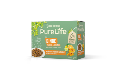 Pro-Nutrition - Pochons PureLife Effilés Dinde en Sauce pour Chats - 12x85g