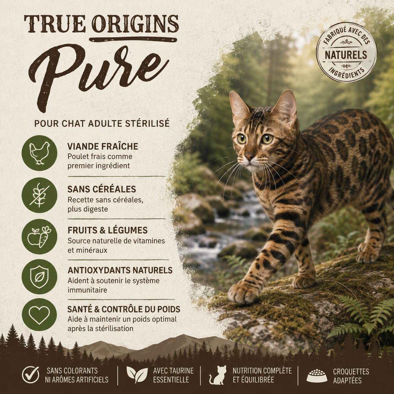True Origins Pure - Croquettes au Poulet sans C&eacute;r&eacute;ales pour Chat Adulte St&eacute;rilis&eacute; - 2kg Image num&eacute;ro 2