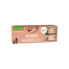 Schesir - P&acirc;t&eacute;e Complete Nutrition en Gel&eacute;e Thon et Saumon pour Chats - 6x85g