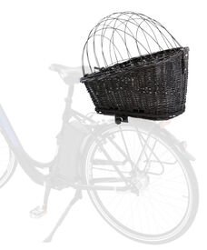 Trixie - Panier à Vélo + Grille Porte-Bagages Osier/Métal Noir - 35 x 49 x 55 cm