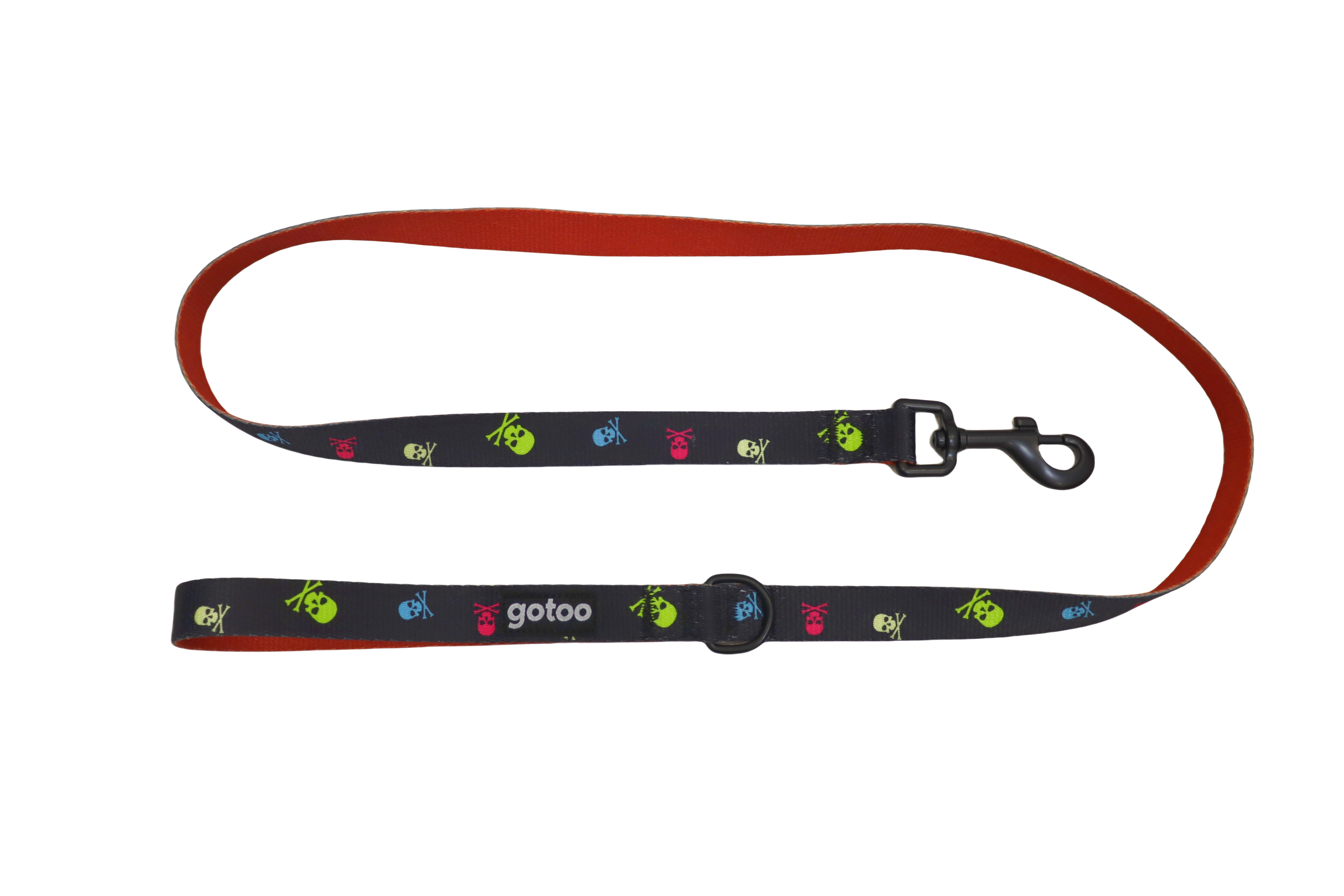 Gotoo - Laisse &agrave; Motif Cr&acirc;nes Gris pour Chien - M Image num&eacute;ro 1