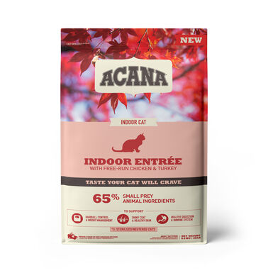 Acana - Croquettes Adult Indoor Entrée Poulet et Dinde pour Chats - 4,5Kg