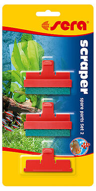 Sera - Eponges Grattoir et Lame en Plastique Scraper de Rechange pour Aquarium - x2/x1