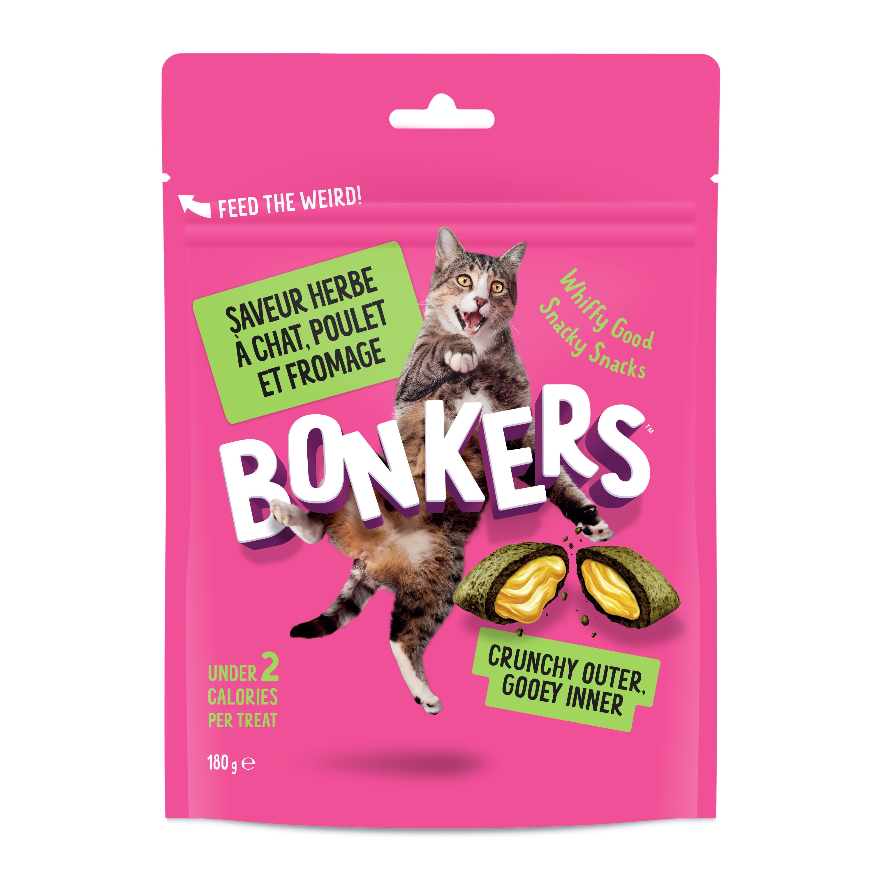 Bonkers - Friandises Saveur Herbe &agrave; Chat Poulet et Fromage pour Chats - 180g Image num&eacute;ro 1
