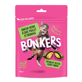 Bonkers - Friandises Saveur Herbe &agrave; Chat Poulet et Fromage pour Chats - 180g