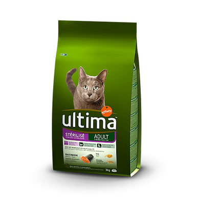 Ultima - Croquettes Stérilisé Adult 1-10 au Saumon pour Chat - 3Kg