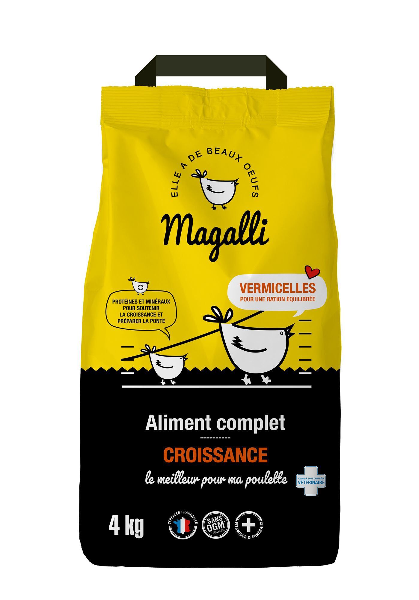 Magalli - Aliment Complet Croissance aux Vermicelles pour Basse cour - 4Kg Image num&eacute;ro 1