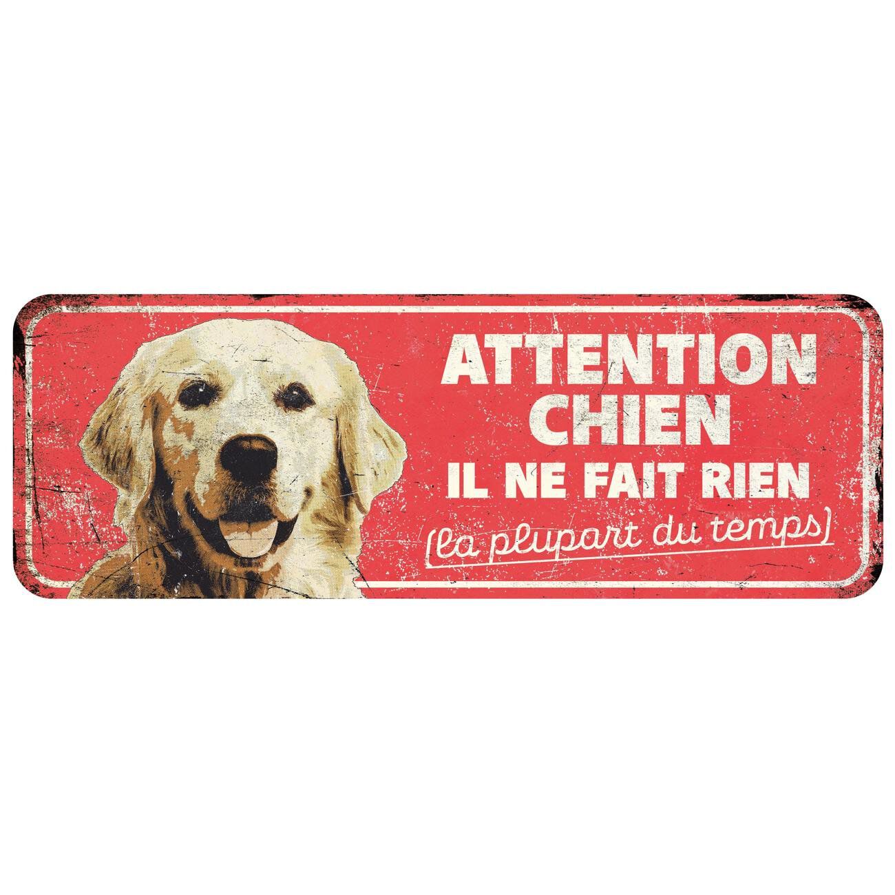 D&D - Panneau d'avertissement golden retriever - 40 x 13 x 03 cm rouge Image num&eacute;ro 1