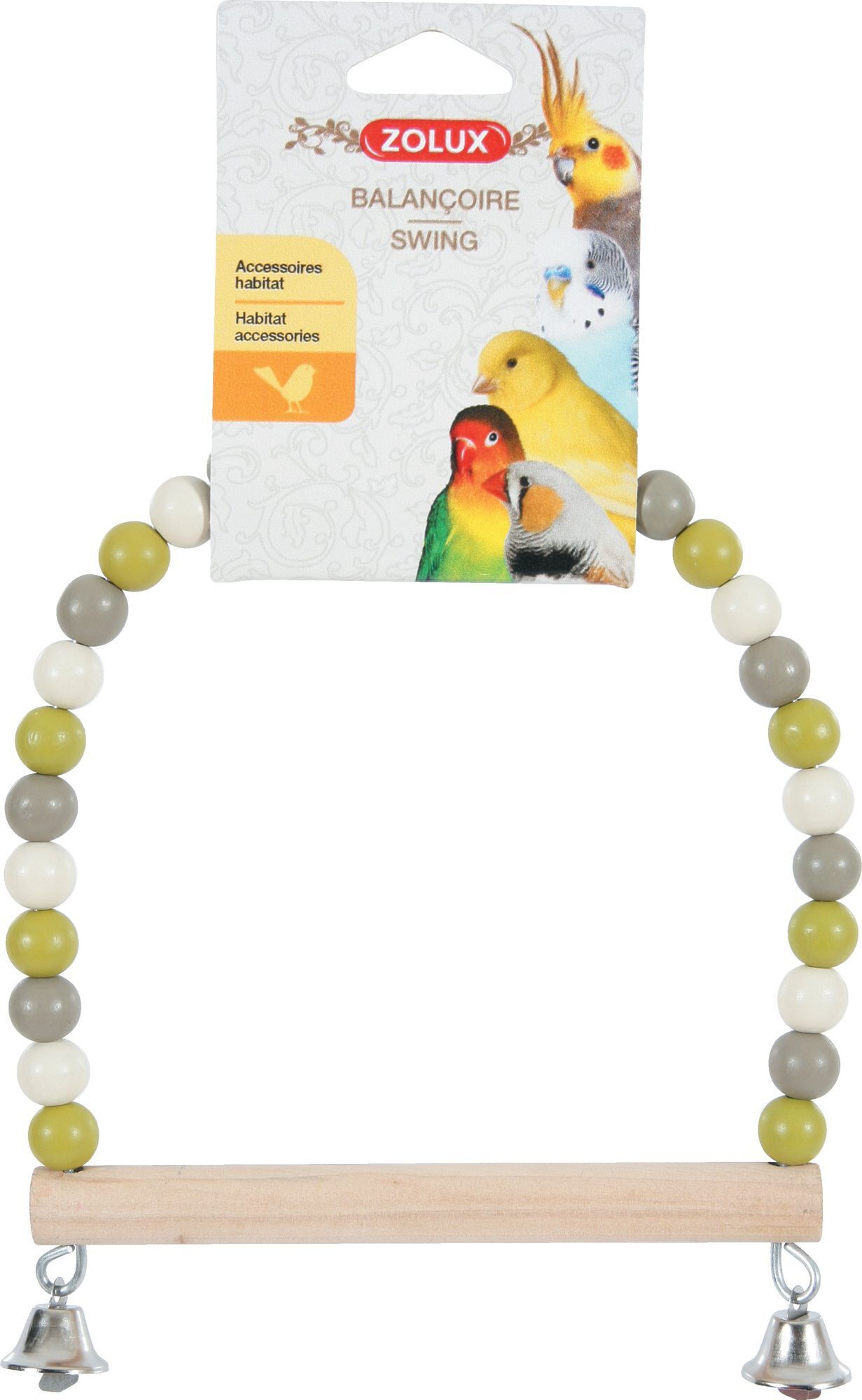 Zolux - Balan&ccedil;oire en Perle avec Perchoir en Bois pour Perruche Image num&eacute;ro 1