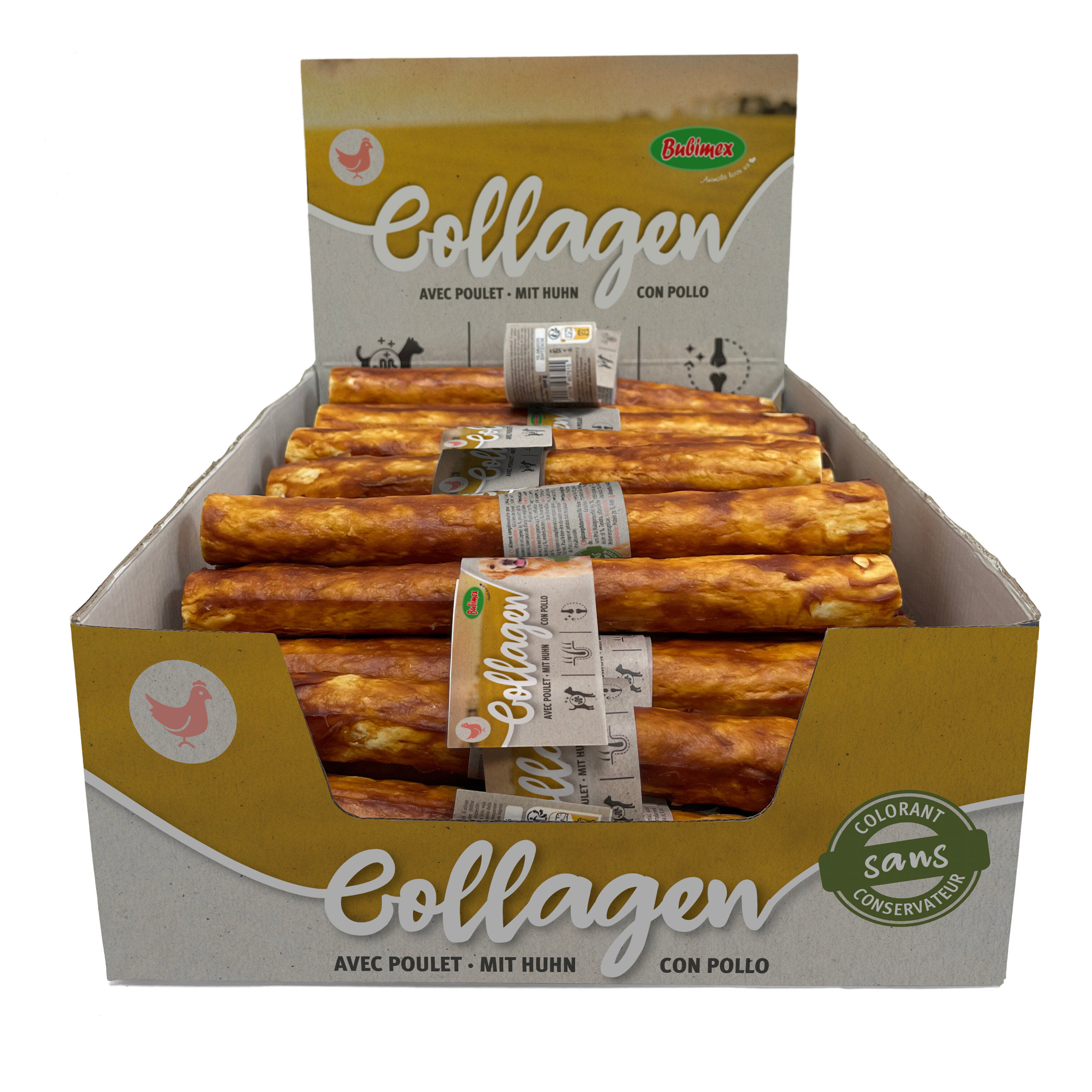 Bubimex - Friandise Stick de Collag&egrave;ne au Poulet pour Chiens - 25cm Image num&eacute;ro 1