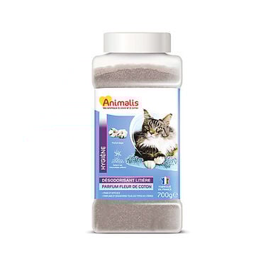 Animalis - Désodorisant pour Litière Parfum Fleur de Coton pour Chat - 700g