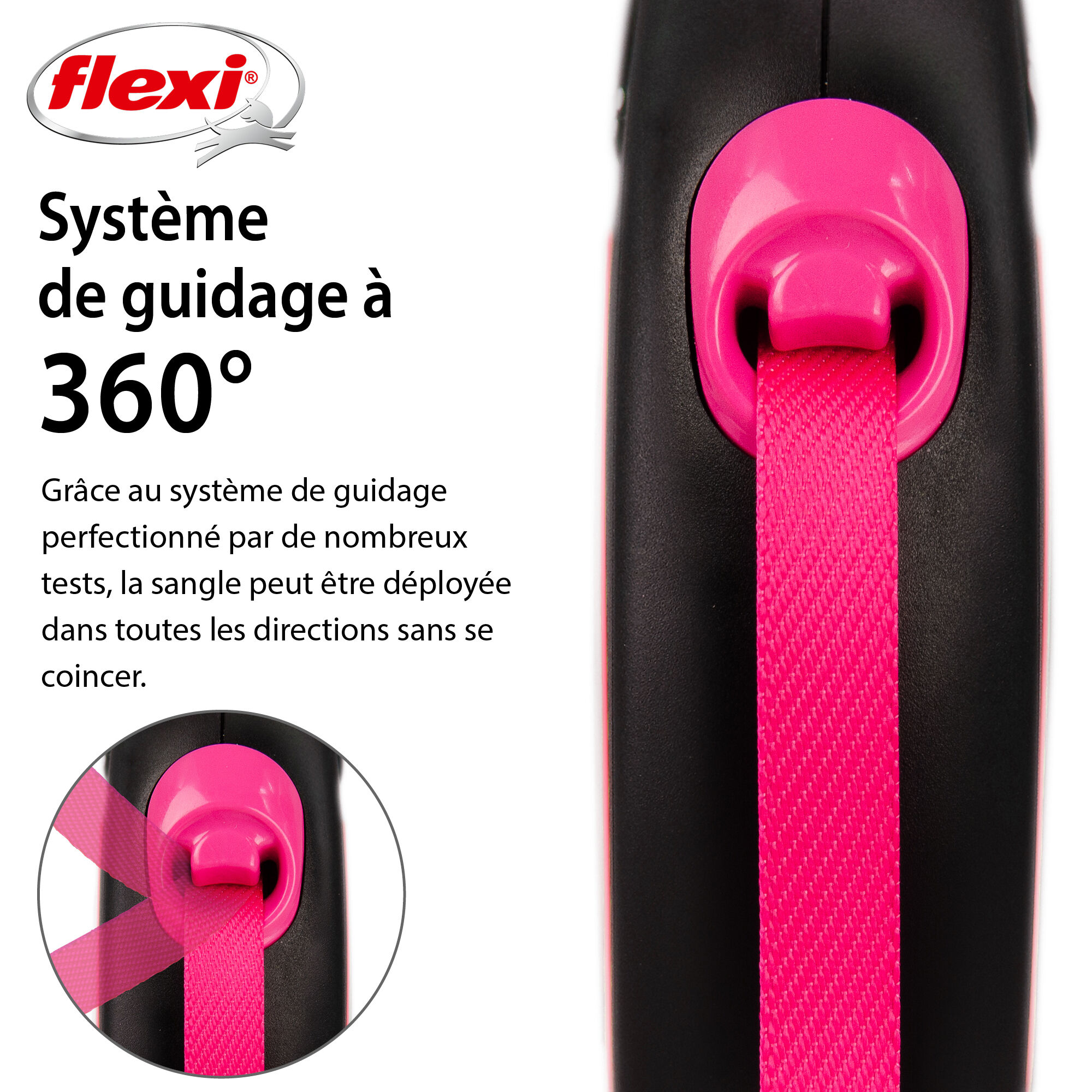 Flexi - Laisse Enrouleur Neon Sangle Rose - S/5m Image num&eacute;ro 2