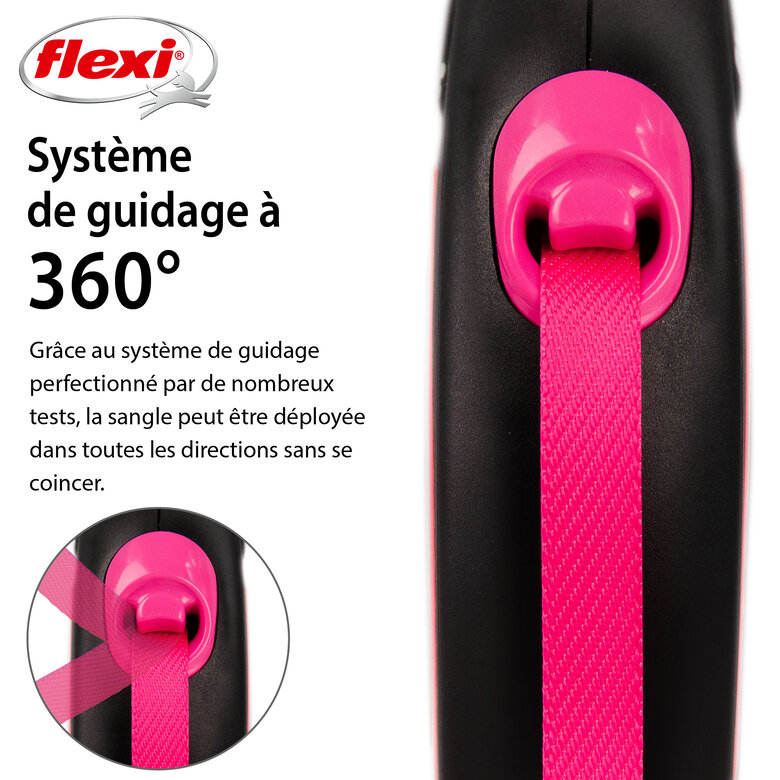 Flexi - Laisse Enrouleur Neon Sangle Rose - S/5m Image numéro 2 Flexi - Laisse Enrouleur Neon Sangle Rose - S/5m Image numéro 2