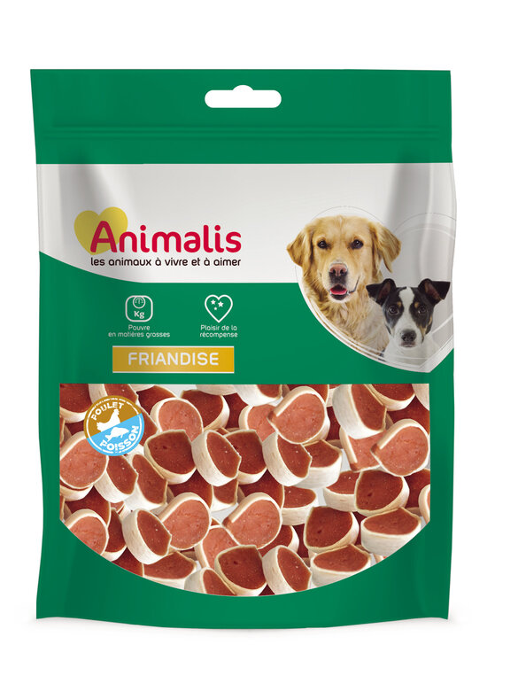 Animalis - Friandises Bouchées Poulet et Poisson pour Chien - 100g Image numéro 1 Animalis - Friandises Bouchées Poulet et Poisson pour Chien - 100g Image numéro 1