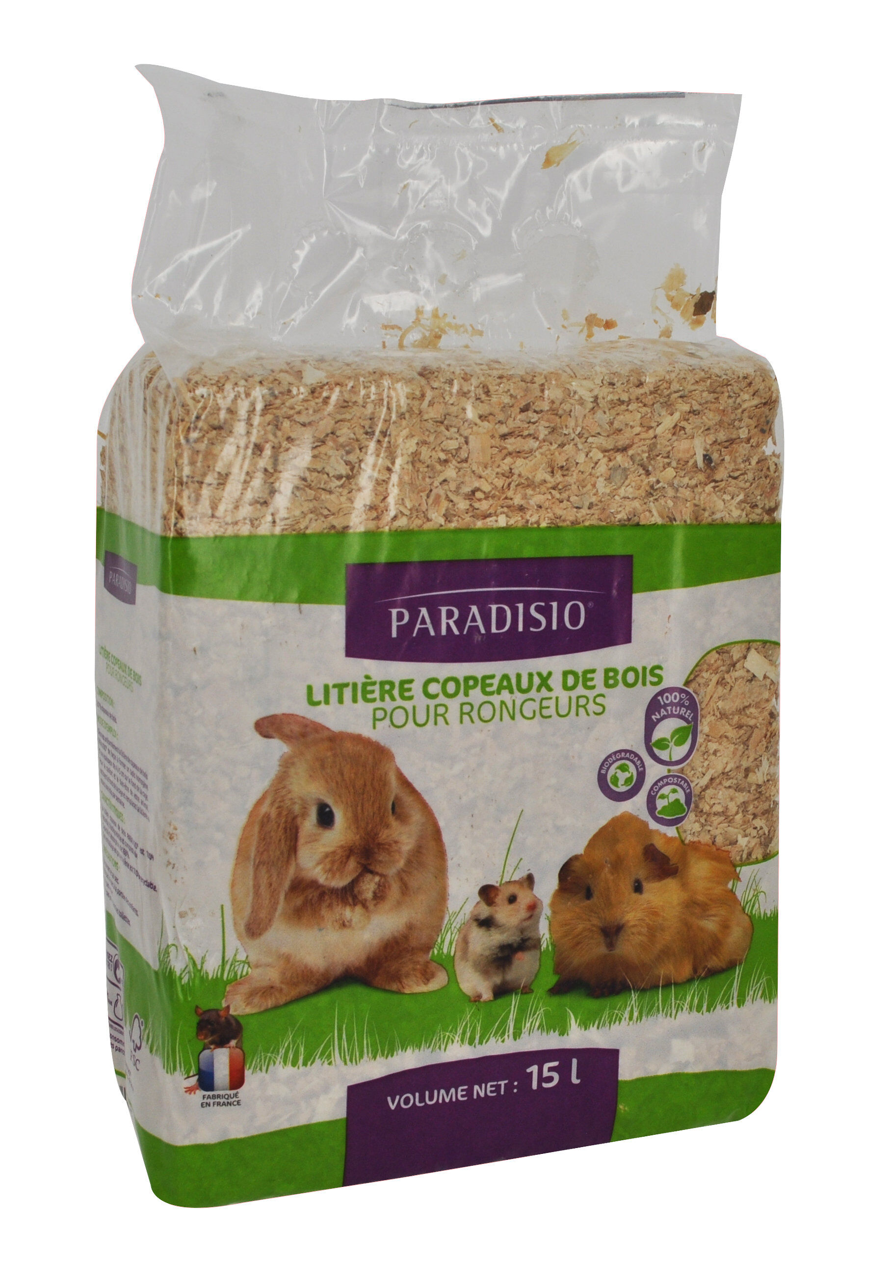 Paradisio - Liti&eacute;re Copeaux de Bois pour Rongeurs - 15L Image num&eacute;ro 1
