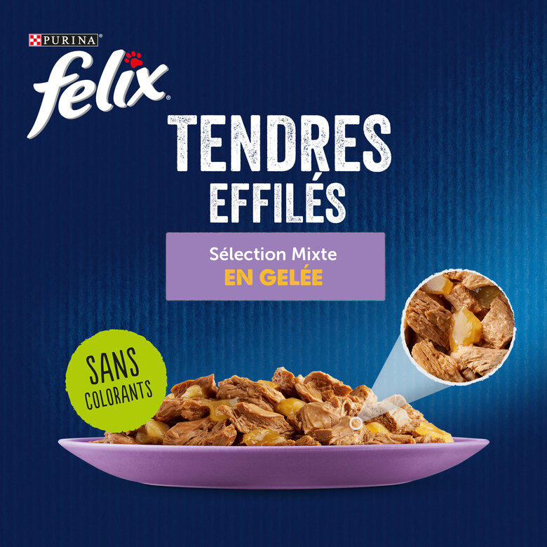 FELIX - Sachets fraîcheurs Tendres Effilés en Gelée Mixte pour Chats - 24x85g image number null