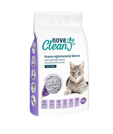 Nova Clean - Liti&egrave;re Agglom&eacute;rante Blanche Parfum Lavande Ultra Absorbante pour Chats - 10L