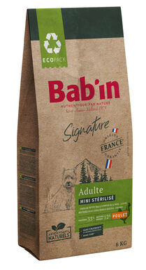 Bab'in -  Croquettes Poulet pour Chiens Mini Stérilisés - 6kg