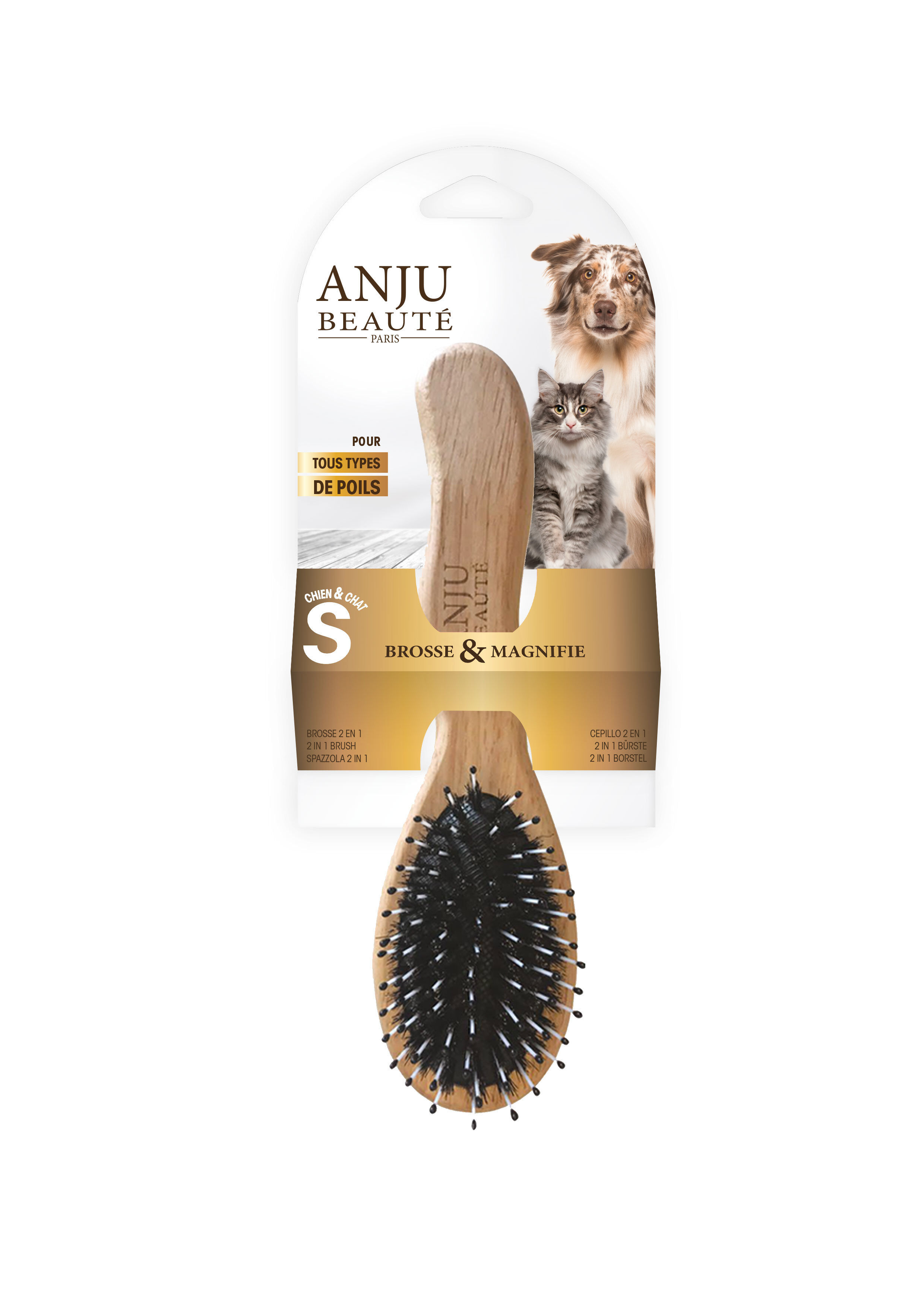 Anju Beaute - Brosse 2 en 1 pour Chats - S Image num&eacute;ro 1
