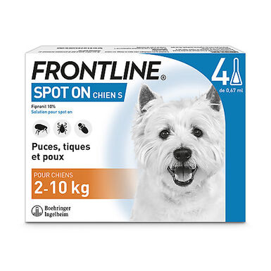 Frontline - Pipettes Antiparasitaire pour Chien de 2 à 10Kg - 4x0,67ml