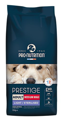 Pro-nutrition - Croquettes Prestige Medium Maxi Adult Light/ Sterilised pour Chiens - 15Kg