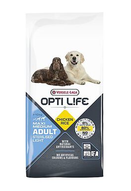 Opti Life - Croquettes Adult Maxi/Medium Sterilised Light au Poulet pour Chiens - 12,5Kg