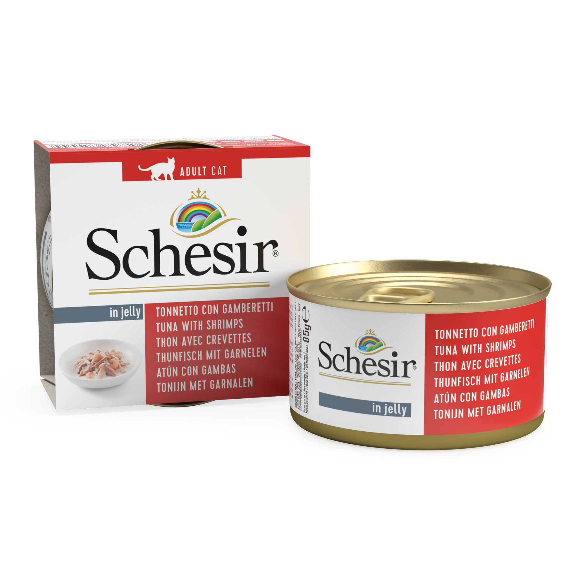 Schesir - P&acirc;t&eacute;e en Gel&eacute;e Thon et Crevette Pour Chats - 85g Image num&eacute;ro 1