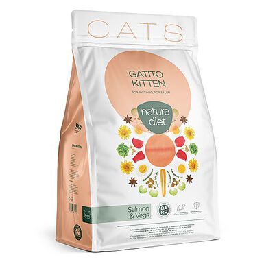 Natura Diet - Croquettes Kitten au Saumon pour Chaton - 3Kg